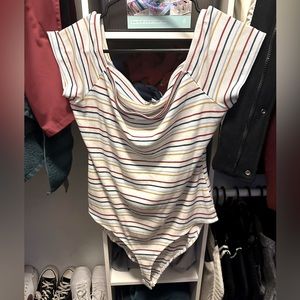 striped body suit shirt
